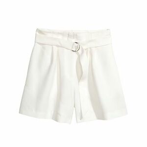 Higheaisted H&M Women's White Belted Shorts